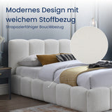 Home Collective Polsterbett Doppelbett Bett 140x200 160x200 180x200 cm Bettgestell mit Lattenrost weicher Bezug | gepolstertes Kopfteil, robustes Gestell, hoher Liegekomfort | moderne Steppung | Creme