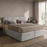 Home Collective Boxspringbett 160x200 180x200 200x200 Bett Doppelbett Polsterbett Bonnell H2/H3 Matratze, gepolstertes Kopfteil | Microvelours