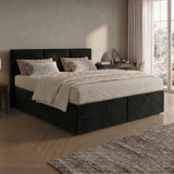 Home Collective Boxspringbett 160x200 180x200 200x200 Bett Doppelbett Polsterbett Bonnell H2/H3 Matratze, gepolstertes Kopfteil | Microvelours