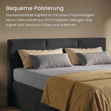 Home Collective Boxspringbett 160x200 180x200 200x200 Bett Doppelbett Polsterbett Bonnell H2/H3 Matratze, gepolstertes Kopfteil | Microvelours