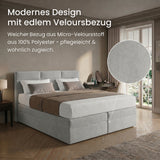Home Collective Boxspringbett 160x200 180x200 200x200 Bett Doppelbett Polsterbett Bonnell H2/H3 Matratze, gepolstertes Kopfteil | Microvelours