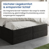Home Collective Boxspringbett 160x200 180x200 200x200 Bett Doppelbett Polsterbett Bonnell H2 & Kaltschaum H3 Matratze, gepolstertes Kopfteil | VARDO-Stoff