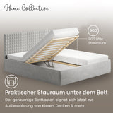 Home Collective Polsterbett 140x200 160x200 180x200 200x200 cm Doppelbett Bett mit einer Matratze Ihrer Wahl, mit verstellbarem Lattenrost & Stauraum | VARDO-Stoff
