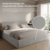 Home Collective Polsterbett 140x200 160x200 180x200 200x200 cm Doppelbett Bett mit einer Matratze Ihrer Wahl, mit verstellbarem Lattenrost & Stauraum | VARDO-Stoff