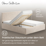 Home Collective Polsterbett 140x200 160x200 180x200 200x200 cm Doppelbett Bett mit einer Matratze Ihrer Wahl, mit verstellbarem Lattenrost & Stauraum | VARDO-Stoff