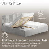 Home Collective Polsterbett 140x200 160x200 180x200 200x200 cm Doppelbett Bett mit einer Matratze Ihrer Wahl, mit verstellbarem Lattenrost & Stauraum | VARDO-Stoff