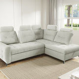 Home Collective Ecksofa Sofa Couch Wohnlandschaft ausziehbar inkl. Bettkasten Schlafsofa Gästebett 250x200 cm L-Form | weicher Stoff & Bonnell-Federkern | verstellbare Kopfstützen