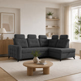 Home Collective Ecksofa Sofa Couch Wohnlandschaft ausziehbar inkl. Bettkasten Schlafsofa Gästebett 250x200 cm L-Form | weicher Stoff & Bonnell-Federkern | verstellbare Kopfstützen