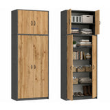 Armoire armoire polyvalente avec amortisseur de porte SOFT CLOSE (en option) blanc 74 cm largeur 180 cm hauteur avec quatre ou six étagères, classeur organisateur d'armoire domestique en bois MDF