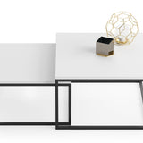 Lot de 2 tables basses 42 cm et 36 cm de haut, table d'appoint design loft, gigogne 2 en 1, surface anti-rayures, salon