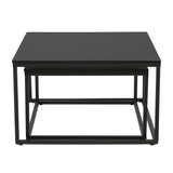 Lot de 2 tables basses 42 cm et 36 cm de haut, table d'appoint design loft, gigogne 2 en 1, surface anti-rayures, salon