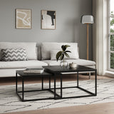 Lot de 2 tables basses 42 cm et 36 cm de haut, table d'appoint design loft, gigogne 2 en 1, surface anti-rayures, salon