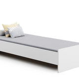 Lit d'appoint 90x200 cm lit de chambre d'amis coloris blanc ou bois clair avec sommier à lattes, bois MDF "Made in Europe" 200 x 90