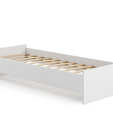 Lit d'appoint 90x200 cm lit de chambre d'amis coloris blanc ou bois clair avec sommier à lattes, bois MDF "Made in Europe" 200 x 90