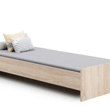 Lit d'appoint 90x200 cm lit de chambre d'amis coloris blanc ou bois clair avec sommier à lattes, bois MDF "Made in Europe" 200 x 90