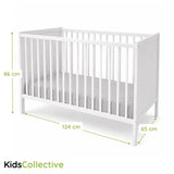 Kids Collective Babybett Kinderbett Beistellbett mit HDF-Platte & Halbschiene | Modulares Gitterbett Lattenrost 3-fach höhenverstellbar & abnehmbare Sprossen | Baby Bett Holz Kinderzimmer | 60x120 & 70x140 cm