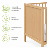 Kids Collective Babybett Kinderbett Beistellbett mit HDF-Platte & Halbschiene | Modulares Gitterbett Lattenrost 3-fach höhenverstellbar & abnehmbare Sprossen | Baby Bett Holz Kinderzimmer | 60x120 & 70x140 cm