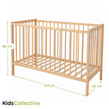 Kids Collective Babybett Kinderbett Beistellbett | Modulares Gitterbett Lattenrost 3-fach höhenverstellbar & abnehmbare Sprossen | Baby Bett Holz Kinderzimmer | 60x120 & 70x140 cm