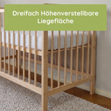 Kids Collective Babybett Kinderbett Beistellbett | Modulares Gitterbett Lattenrost 3-fach höhenverstellbar & abnehmbare Sprossen | Baby Bett Holz Kinderzimmer | 60x120 & 70x140 cm