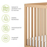 Kids Collective Babybett Kinderbett Beistellbett | Modulares Gitterbett Lattenrost 3-fach höhenverstellbar & abnehmbare Sprossen | Baby Bett Holz Kinderzimmer | 60x120 & 70x140 cm