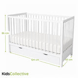 Kids Collective Babybett Kinderbett Beistellbett | Modulares Gitterbett Lattenrost 3-fach höhenverstellbar & abnehmbare Sprossen | Baby Bett Holz Kinderzimmer | 60x120 & 70x140 cm