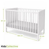 Kids Collective Babybett Kinderbett Beistellbett mit HDF-Platte | Modulares Gitterbett Lattenrost 3-fach höhenverstellbar & abnehmbare Sprossen | Baby Bett Holz Kinderzimmer | 60x120 & 70x140 cm