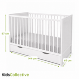 Kids Collective Babybett Kinderbett Beistellbett mit HDF-Platte & Halbschiene | Modulares Gitterbett Lattenrost 3-fach höhenverstellbar & abnehmbare Sprossen | Baby Bett Holz Kinderzimmer | 60x120 & 70x140 cm