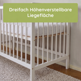 Kids Collective Babybett Kinderbett Beistellbett | Modulares Gitterbett Lattenrost 3-fach höhenverstellbar & abnehmbare Sprossen | Baby Bett Holz Kinderzimmer | 60x120 & 70x140 cm