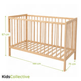 Kids Collective Babybett Kinderbett Beistellbett | Modulares Gitterbett Lattenrost 3-fach höhenverstellbar & abnehmbare Sprossen | Baby Bett Holz Kinderzimmer | 60x120 & 70x140 cm