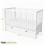 Kids Collective Babybett Kinderbett Beistellbett | Modulares Gitterbett Lattenrost 3-fach höhenverstellbar & abnehmbare Sprossen | Baby Bett Holz Kinderzimmer | 60x120 & 70x140 cm