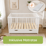 Kids Collective Babybett Kinderbett Beistellbett | Modulares Gitterbett Lattenrost 3-fach höhenverstellbar & abnehmbare Sprossen | Baby Bett Holz Kinderzimmer | 60x120 & 70x140 cm