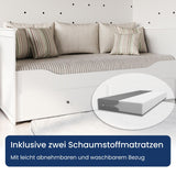 Home Collective Funktionsbett Ausziehbett Daybett Bett mit Schubladen und Matratze | Gästebett Tagesbett Jugendzimmer Schlafzimmer Möbel | ausziehbar auf 160x200 cm mit Rollenführung | weiß