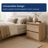 Home Collective Nachttisch Nachtkommode mit 2 Schubladen | Beistelltisch Nachtkonsole Nachtschrank | Schlafzimmer Jugendzimmer Möbel | modernes griffloses Design