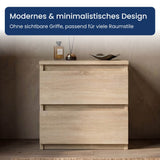 Home Collective Nachttisch Nachtkommode mit 2 Schubladen | Beistelltisch Nachtkonsole Nachtschrank | Schlafzimmer Jugendzimmer Möbel | modernes griffloses Design