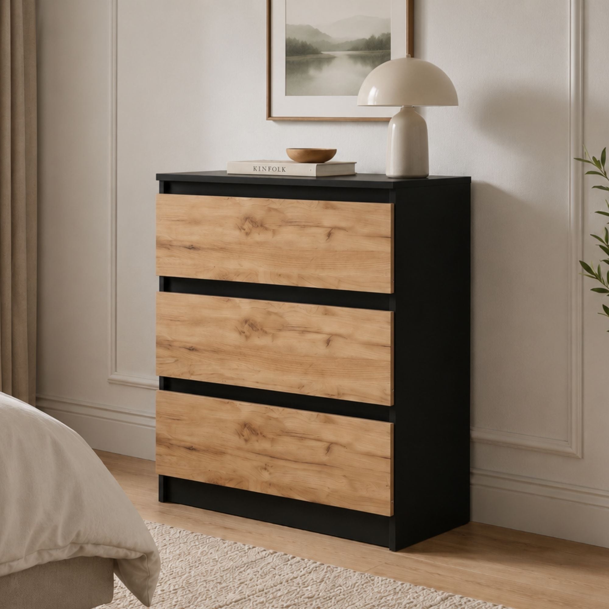 Home Collective Kommode Sideboard mit 3-6 Schubladen | Schubladenkommode Kommodenschrank Anrichte Schrank | Schlafzimmer Jugendzimmer Flur Möbel | modernes griffloses Design