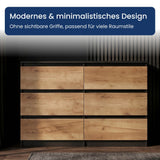 Home Collective Kommode Sideboard mit 3-6 Schubladen | Schubladenkommode Kommodenschrank Anrichte Schrank | Schlafzimmer Jugendzimmer Flur Möbel | modernes griffloses Design