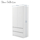 Home Collective Schrank Mehrzweckschrank Kleiderschrank 90x50x180 cm | Garderobenschrank Aktenschrank Hochschrank | 2 Türen & 2 Schubladen | griffloses Design robuster Holzwerkstoff