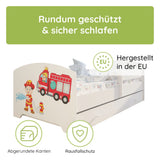 Kids Collective Kinderbett 70x140 / 80x160 Komplett Set inkl. Matratze, Lattenrost, Schublade & Rausfallschutz | Einzelbett für Kinder von 2 – 10 Jahren | weiß mit wählbarem Motiv