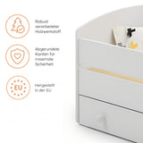 Kids Collective Kinderbett 70x140 / 80x160 Komplett Set inkl. Matratze, Lattenrost, Schublade & Rausfallschutz | Einzelbett für Kinder von 2 – 10 Jahren | weiß mit wählbarem Motiv
