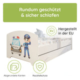 Kids Collective Kinderbett 70x140 / 80x160 Komplett Set inkl. Matratze, Lattenrost, Schublade & Rausfallschutz | Einzelbett für Kinder von 2 – 10 Jahren | weiß mit wählbarem Motiv