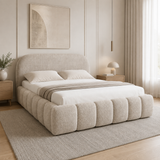 Home Collective Polsterbett Doppelbett Bett Bubble mit Stauraum und Metall-Lattenrost | Schlafzimmer Jugendzimmer Möbel | weicher Stoff modernes Design mit Steppung