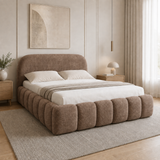 Home Collective Polsterbett Doppelbett Bett Bubble mit Stauraum und Metall-Lattenrost | Schlafzimmer Jugendzimmer Möbel | weicher Stoff modernes Design mit Steppung