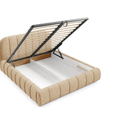 Home Collective Polsterbett Doppelbett Bett mit Stauraum und Metall-Lattenrost | Schlafzimmer Jugendzimmer Möbel | weicher Stoff modernes Design Längspolsterung