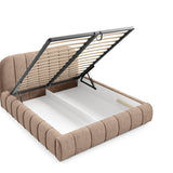 Home Collective Polsterbett Doppelbett Bett mit Stauraum und Metall-Lattenrost | Schlafzimmer Jugendzimmer Möbel | weicher Stoff modernes Design Längspolsterung