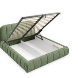 Home Collective Polsterbett Doppelbett Bett mit Stauraum und Metall-Lattenrost | Schlafzimmer Jugendzimmer Möbel | weicher Stoff modernes Design Längspolsterung