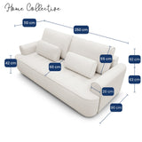 Home Collective Sofa Couch Schlafsofa ausziehbar inkl. Bettkasten Schlafcouch Gästebett 250 cm | weicher Velours & Easy Clean | Wohnzimmer Sofa quadratische Steppung | inkl. Kissen