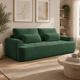 Home Collective Sofa Couch Schlafsofa ausziehbar inkl. Bettkasten Schlafcouch Gästebett 250 cm | weicher Velours & Easy Clean | Wohnzimmer Sofa quadratische Steppung | inkl. Kissen