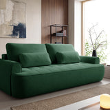 Home Collective Sofa Couch Schlafsofa ausziehbar inkl. Bettkasten Schlafcouch Gästebett 250 cm | weicher Velours & Easy Clean | Wohnzimmer Sofa quadratische Steppung | inkl. Kissen