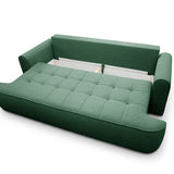 Home Collective Sofa Couch Schlafsofa ausziehbar inkl. Bettkasten Schlafcouch Gästebett 250 cm | weicher Velours & Easy Clean | Wohnzimmer Sofa quadratische Steppung | inkl. Kissen