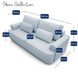 Home Collective Sofa Couch Schlafsofa ausziehbar inkl. Bettkasten Schlafcouch Gästebett 250 cm | weicher Velours & Easy Clean | Wohnzimmer Sofa quadratische Steppung | inkl. Kissen